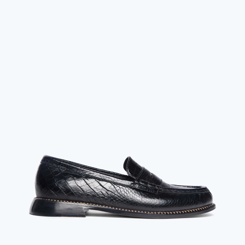 Freda Salvador Black Croc Elba Loafers